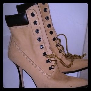 Leather Lace Up Boot Heels